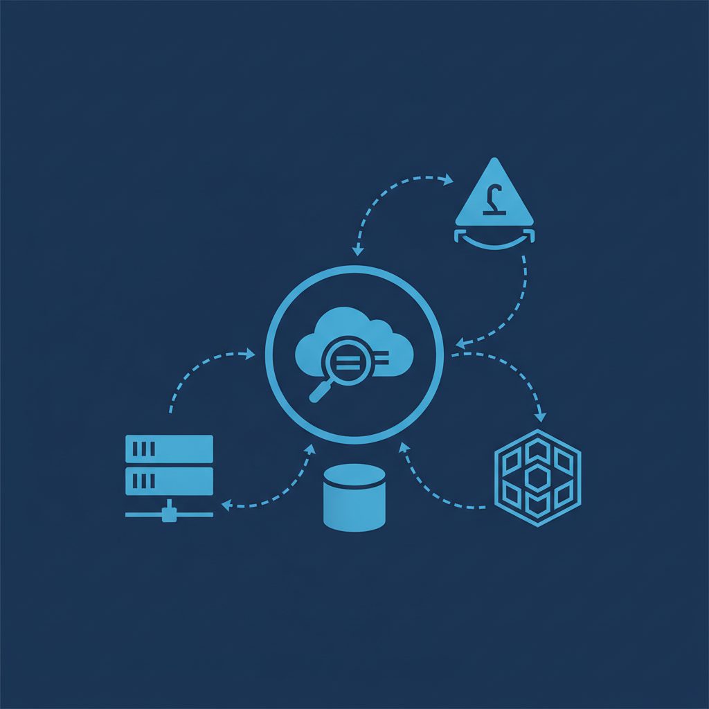 AWS CloudWatch Logs service icon in the center, surrounded by EC2 server, Lambda function, ECS conta