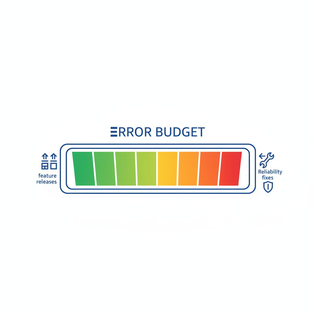 Error budget concept illustration showing a fuel gauge or battery meter with