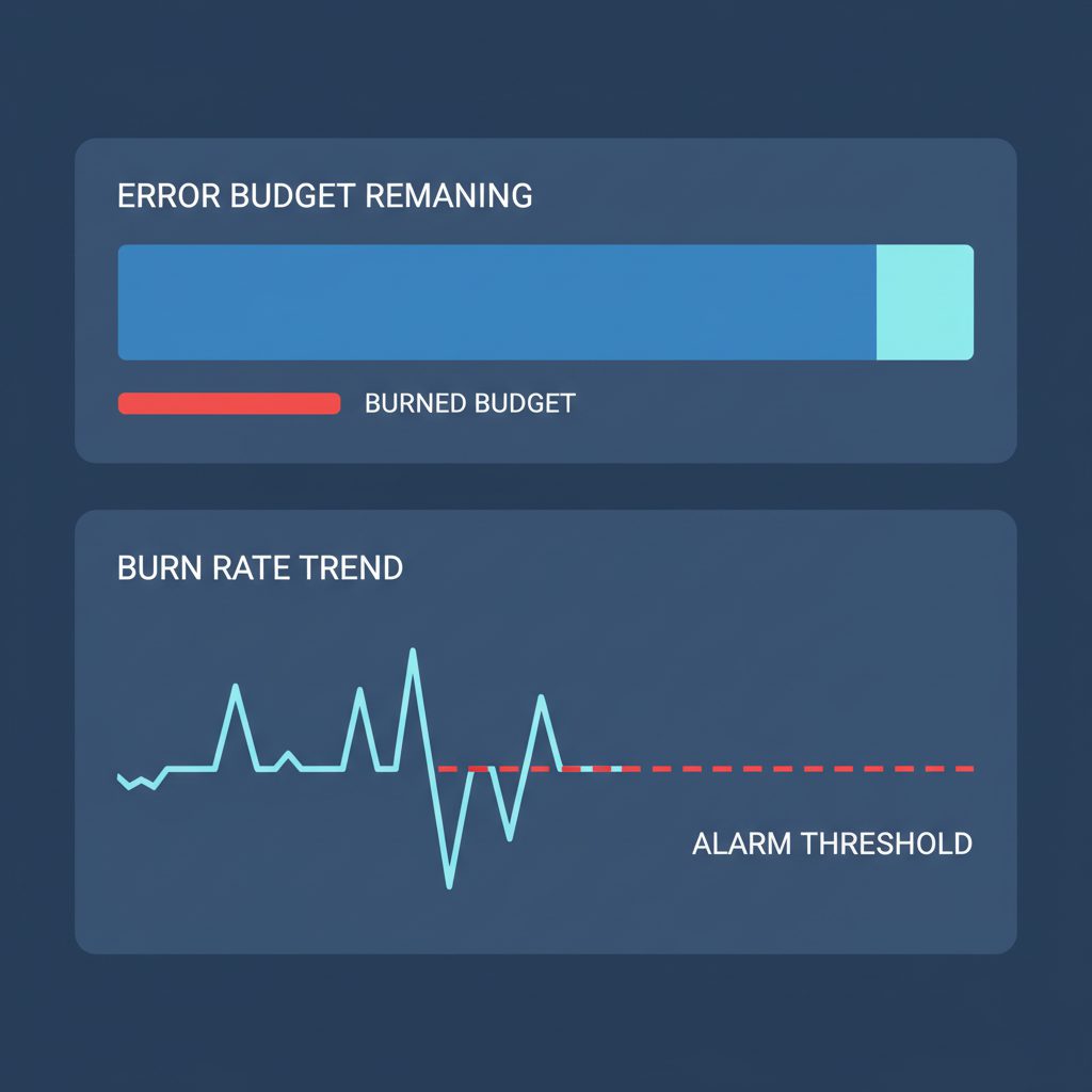 CloudWatch Application Signals SLO dashboard showing error budget remaining as a horizontal bar char