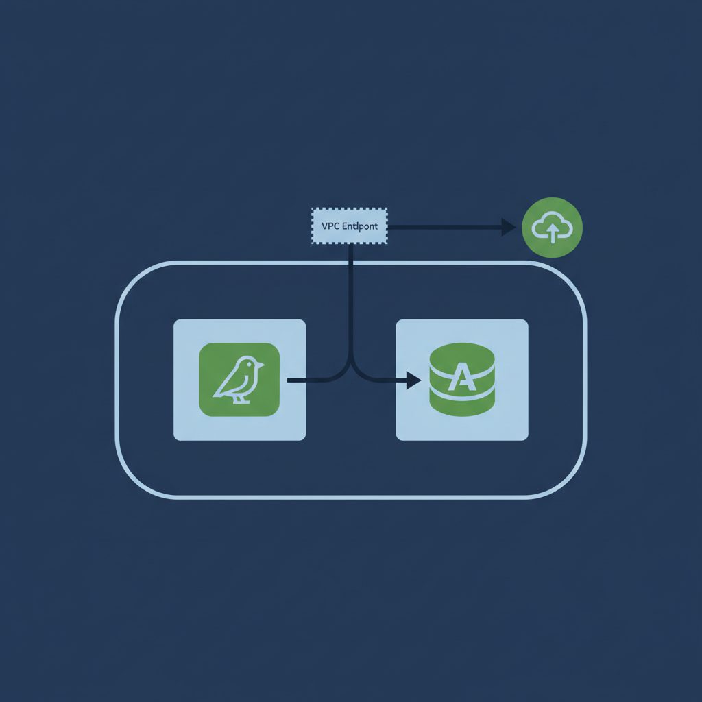 AWS VPC architecture diagram showing Canary Lambda function running inside a private subnet. VPC bou