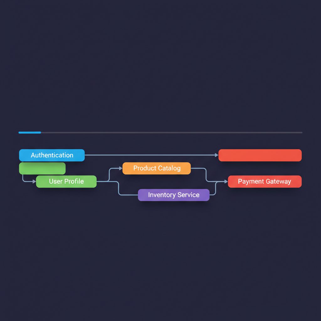 Distributed tracing diagram showing a single request flowing through multiple microservices as conne